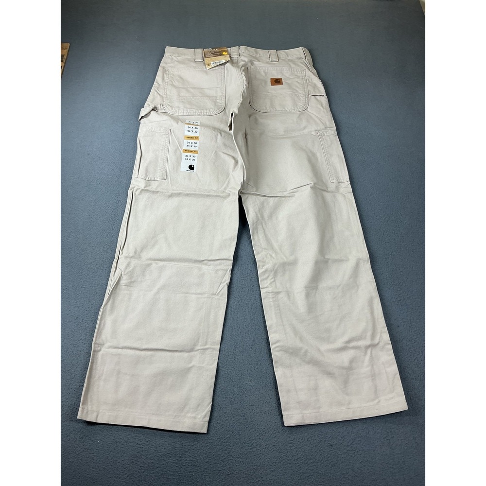 Carhartt Pants Mens 34x30 Beige Carpenter Relaxed Fit Original Dungaree Fit